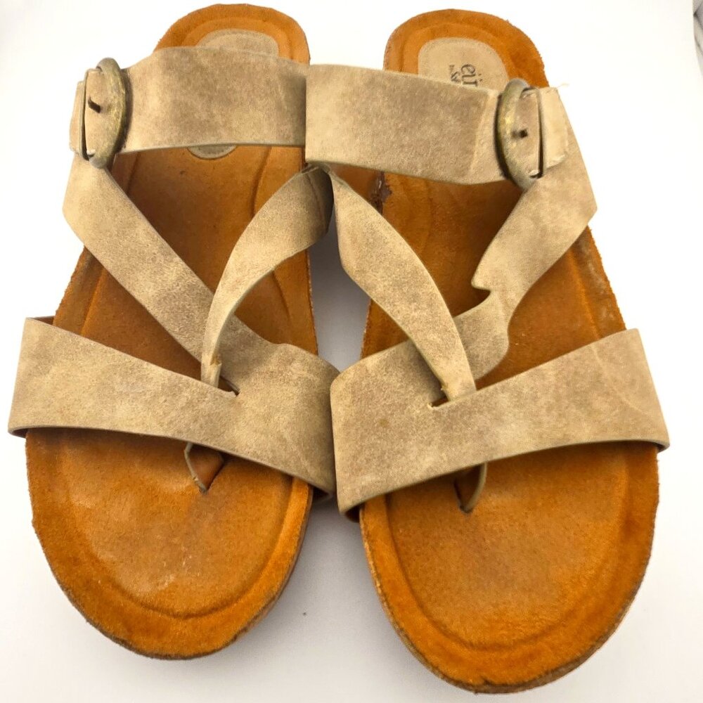 EUROSOFT Gladis Sandals | Size 10M | Stone Taupe | Cushioned Flat Summer Shoe